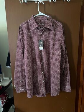 Tasso Elba Maroon Micro Dot Button-Down Shirt